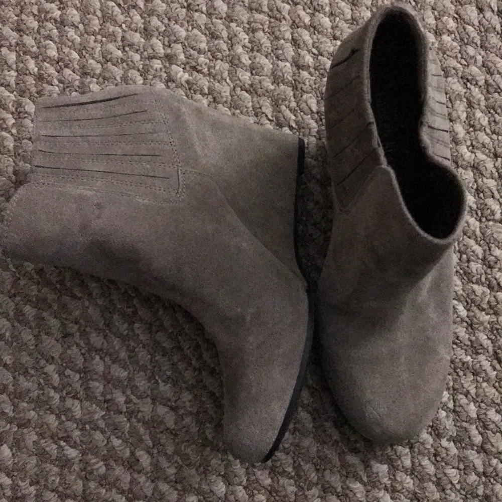 Grey suede wedge booties